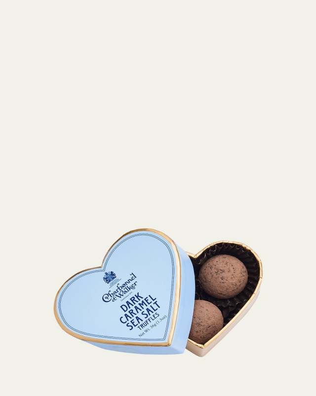 Blue Heart Box Sea Salt Dark Caramel Truffles